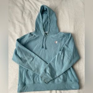 Blue Champion hoodie.